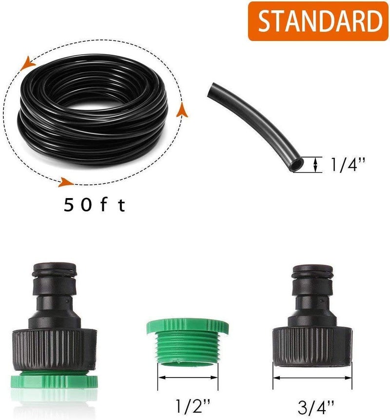 MSDADA Greenhouse Drip Irrigation Kit, 50ft Garden Automatic Irrigation System, 1/4" Blank Distribution Tubing Hose Adjustable Nozzle, Plant Watering System for Garden, Patio, Flower Bed, Lawn - Image 2